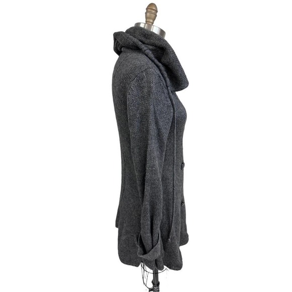 Cartise grey Mohair Blend cowl neck Long Cardigan sweater SZ L - Picture 3 of 6